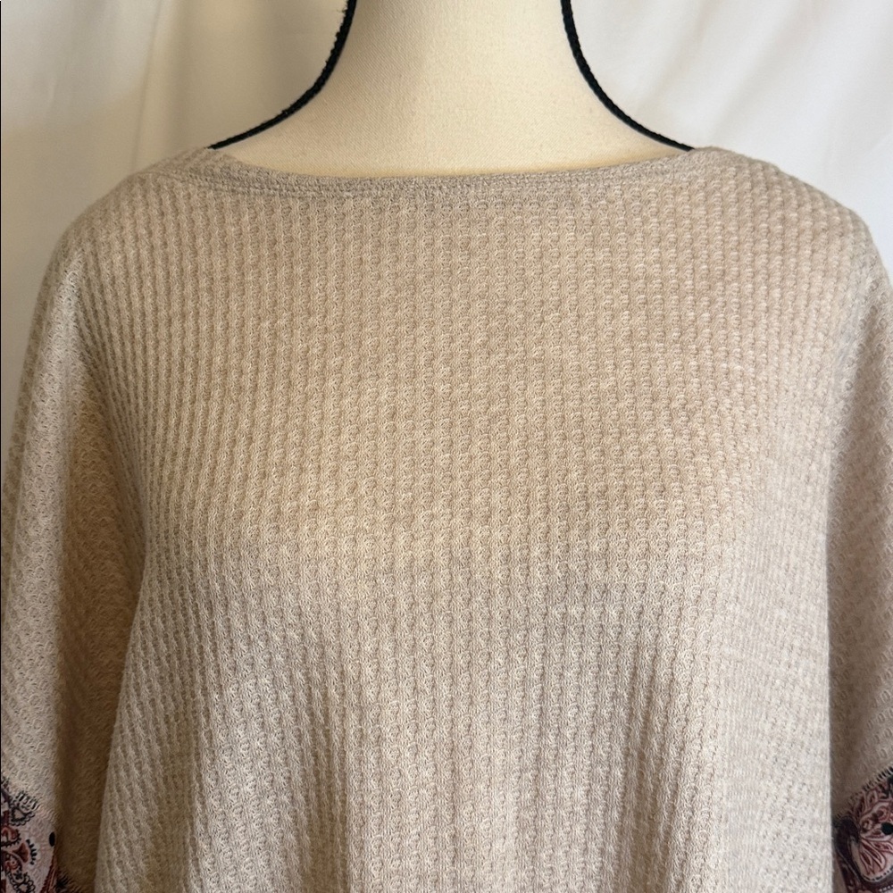 Gypsies & Moondust Boho Paisley Sleeve Waffle Knit Top Large Oversized - Picture 3 of 11